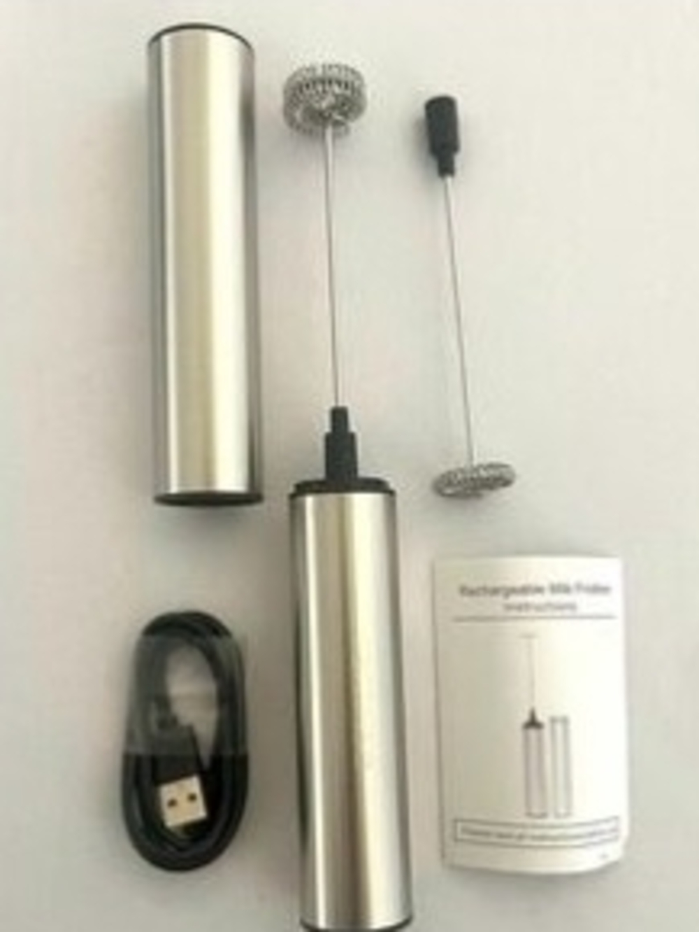 Rechargeable Milk Frother - Silver Portable Foam Maker
